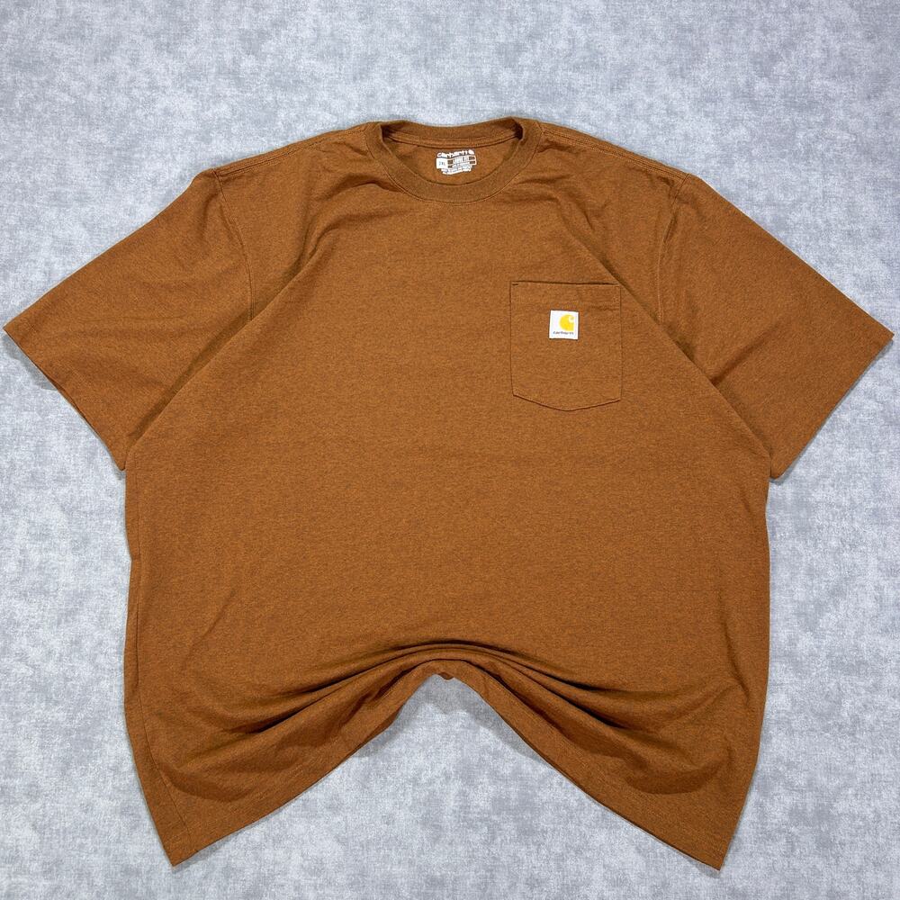 Carhartt K87 B00 Brown Loose Fit Heavyweight Pocket T Shirt Mens 2XL